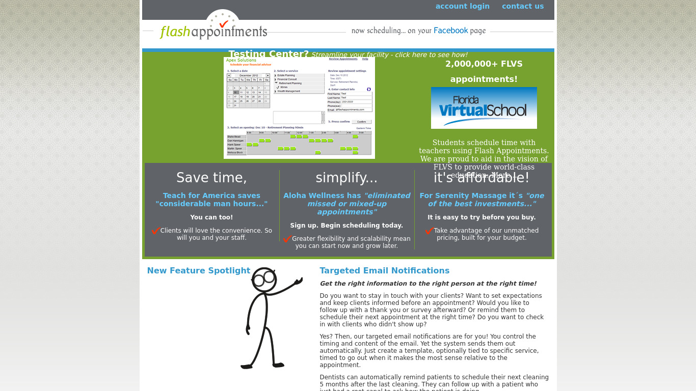 Flash Appointments Landing page