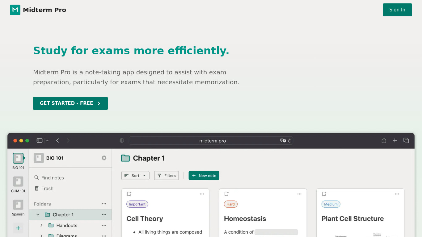 Midterm: Notes & Flashcards Landing page
