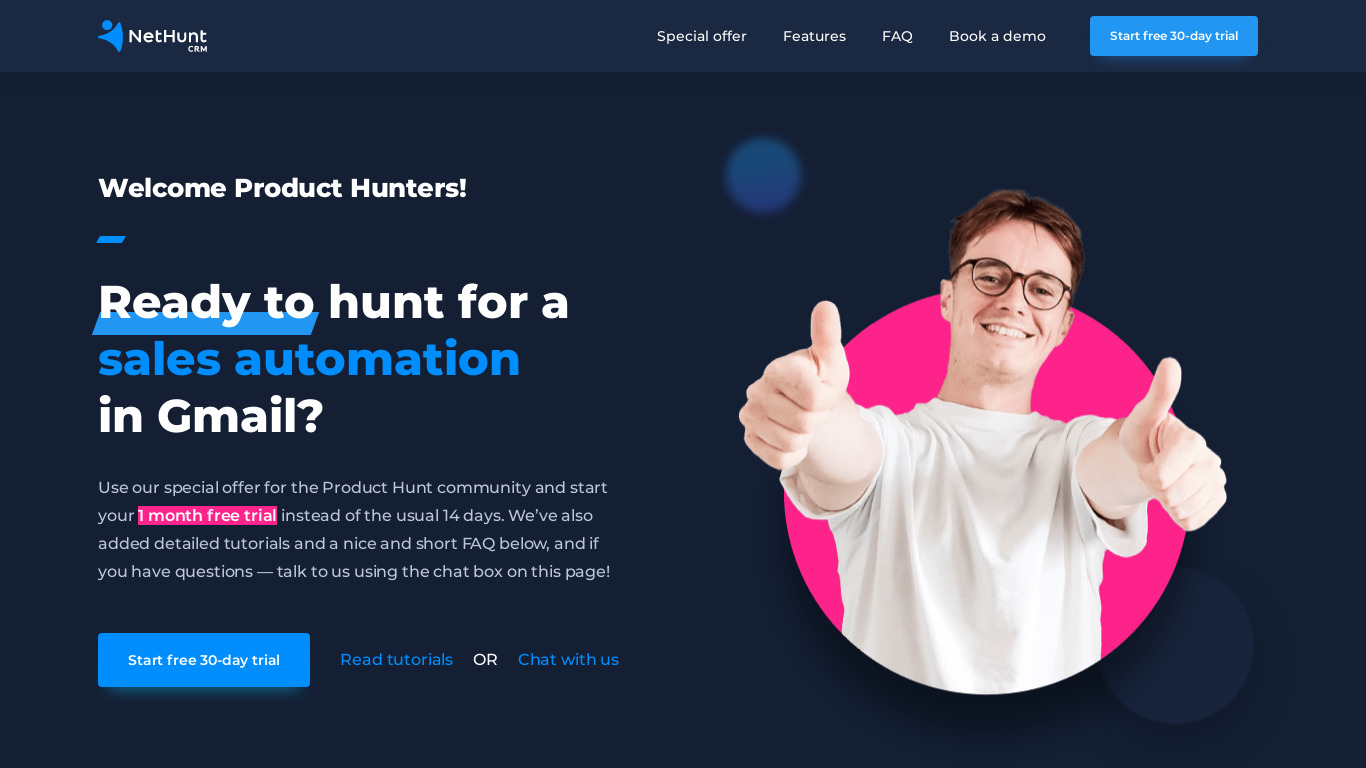 NetHunt CRM Workflows Landing page