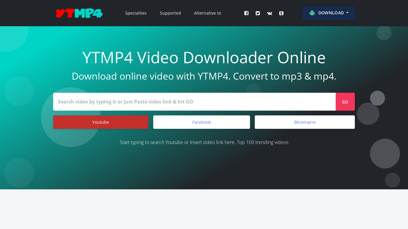YtMp4.net Landing page