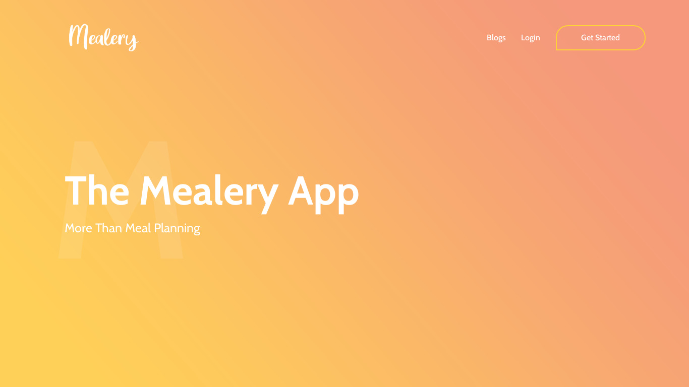 Mealery Landing page