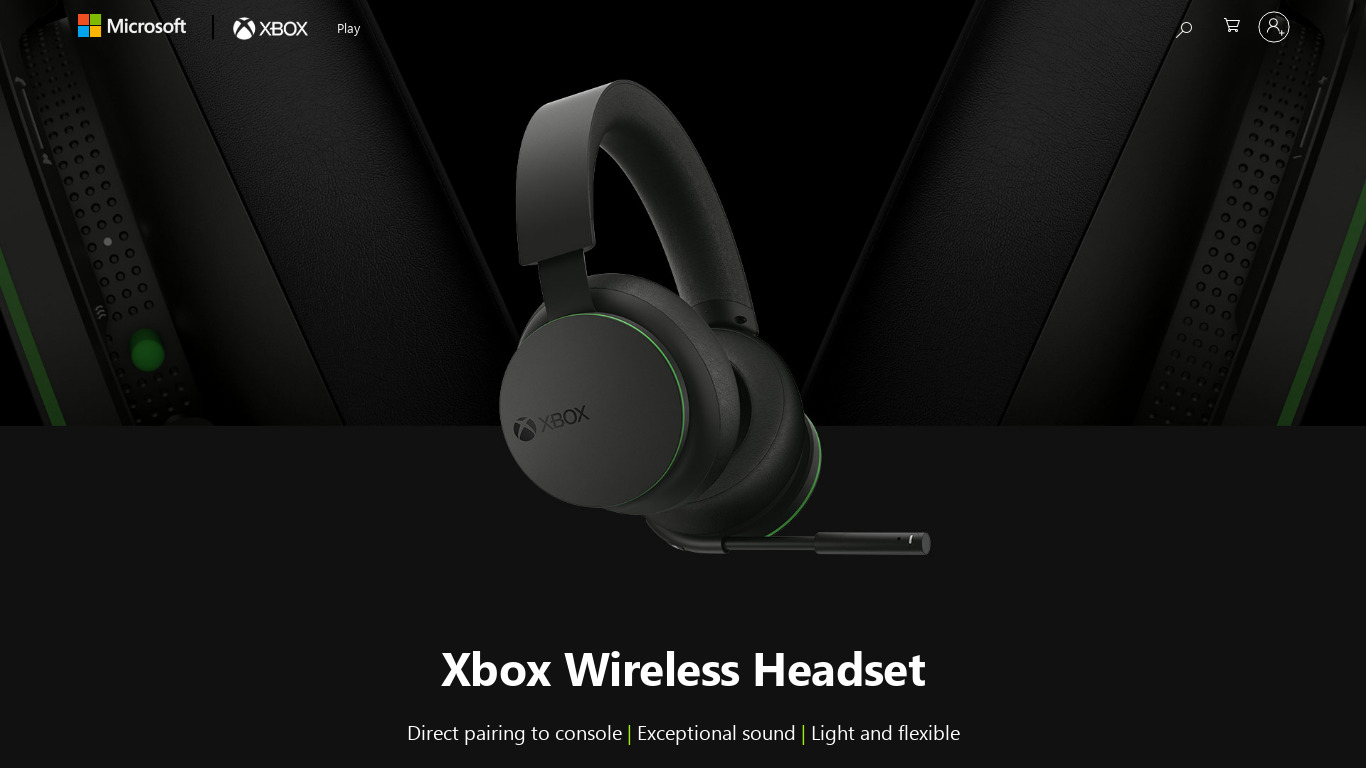 Xbox Wireless Headset Landing page