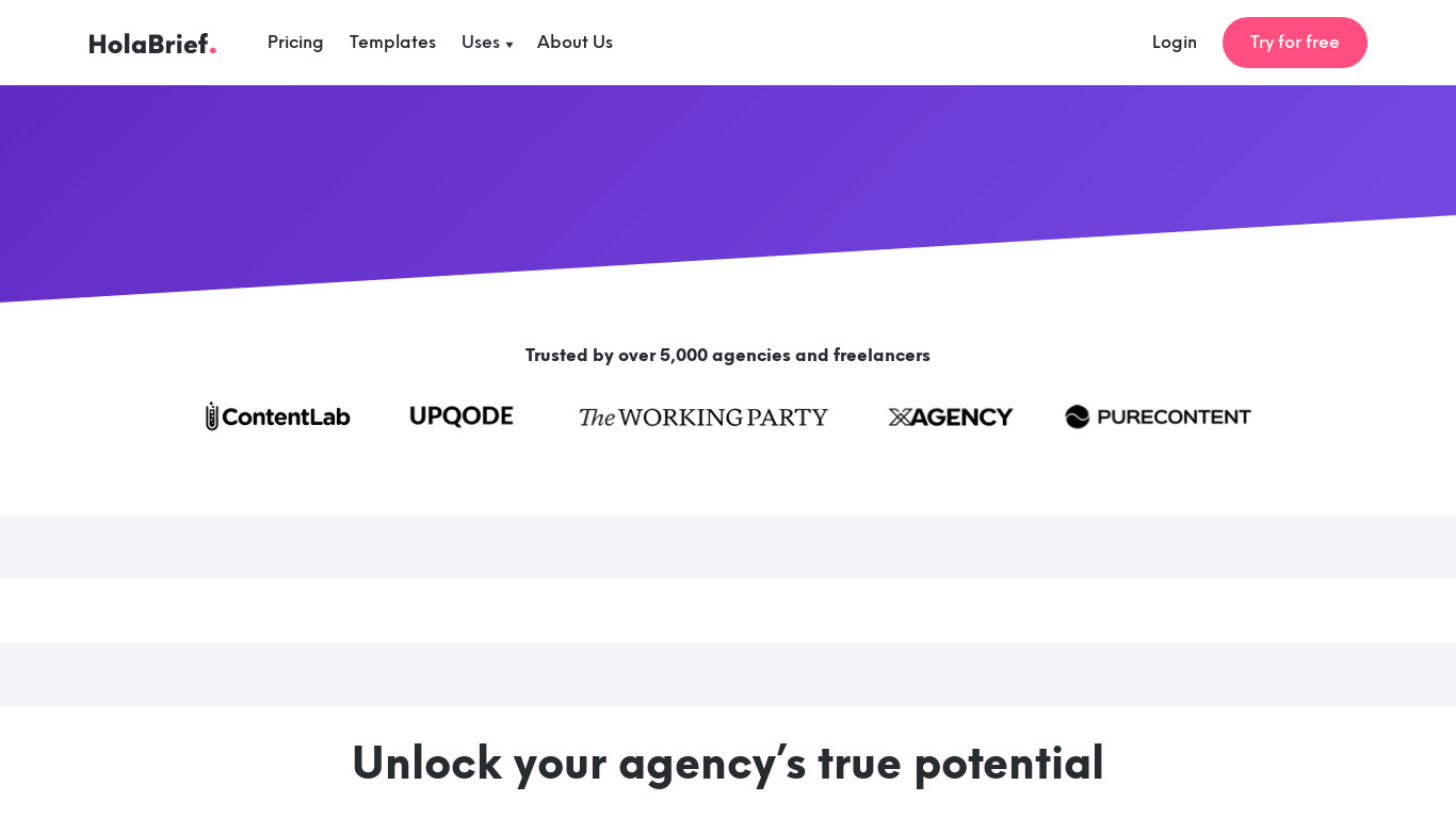 HolaBrief Landing page