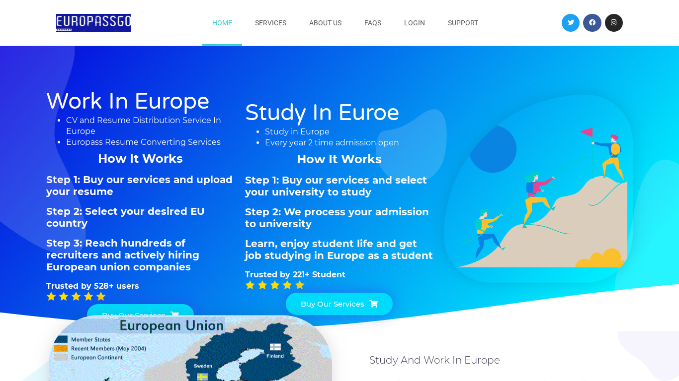 EuroPassGo.com Landing page