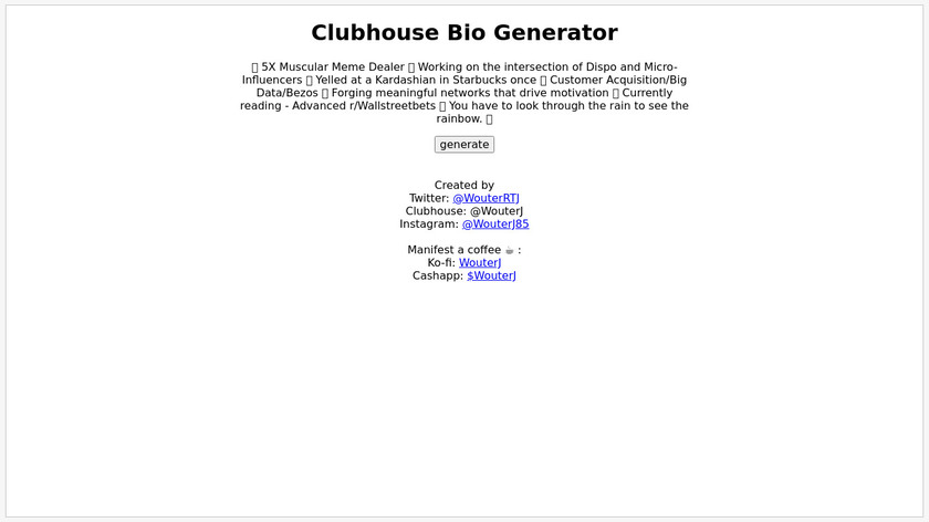 Clubhouse Bio Generator Landing Page