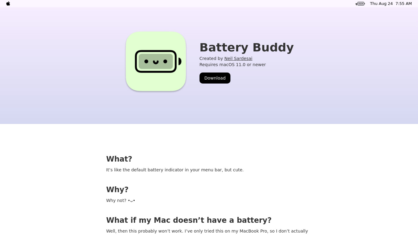Battery Buddy Landing page