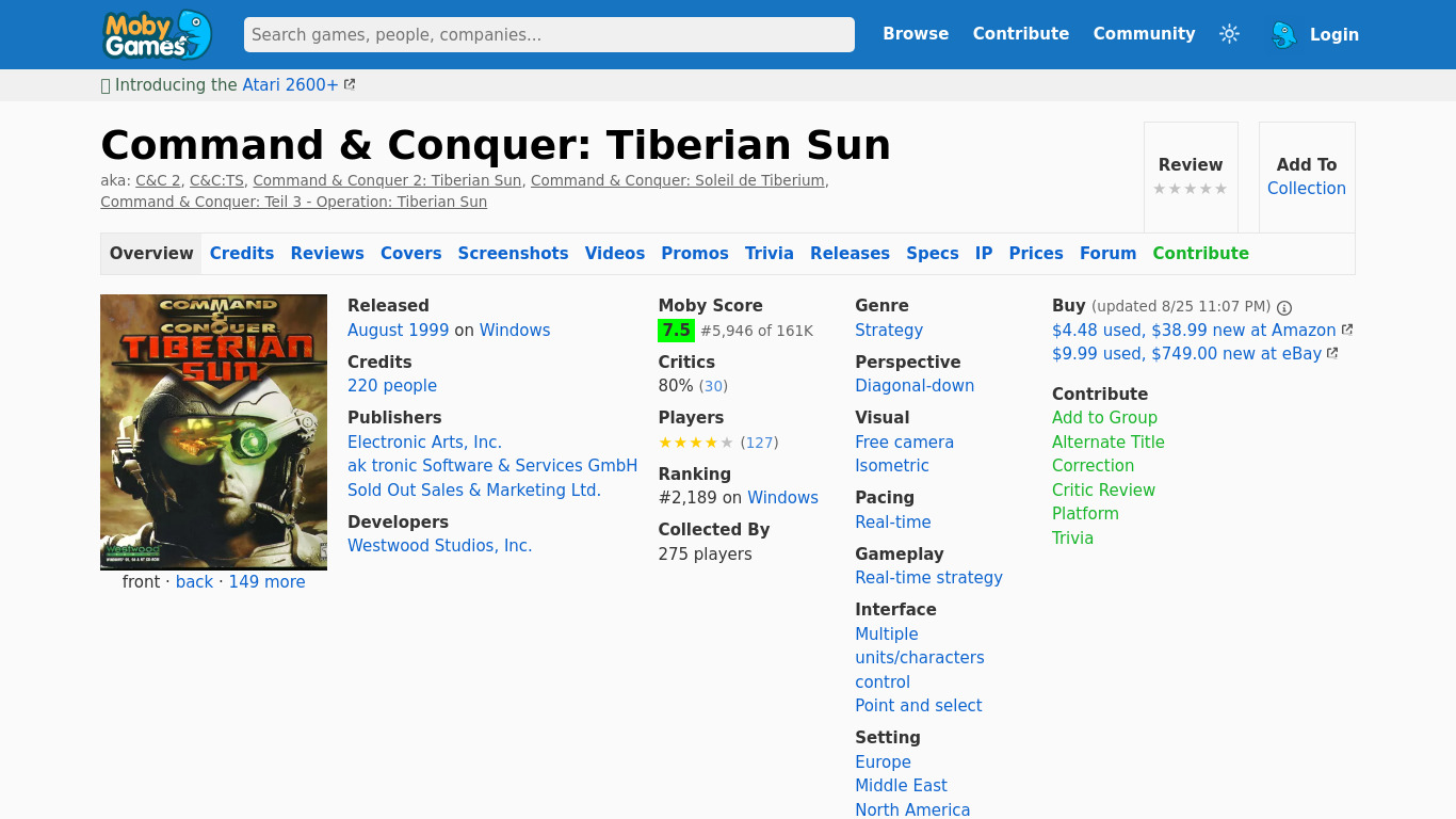 Command & Conquer: Tiberian Sun Landing page