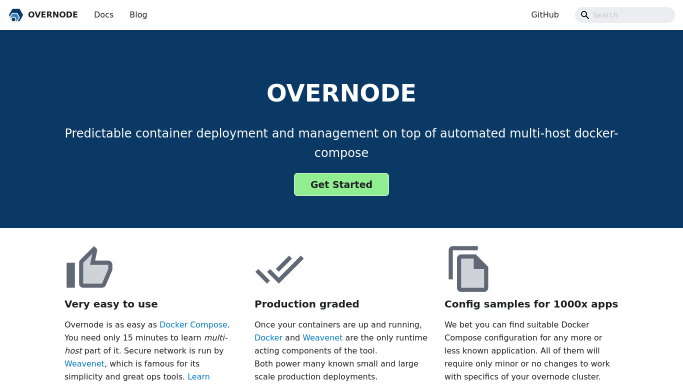 Overnode Landing page