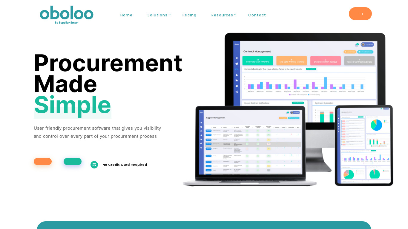 oboloo Landing page