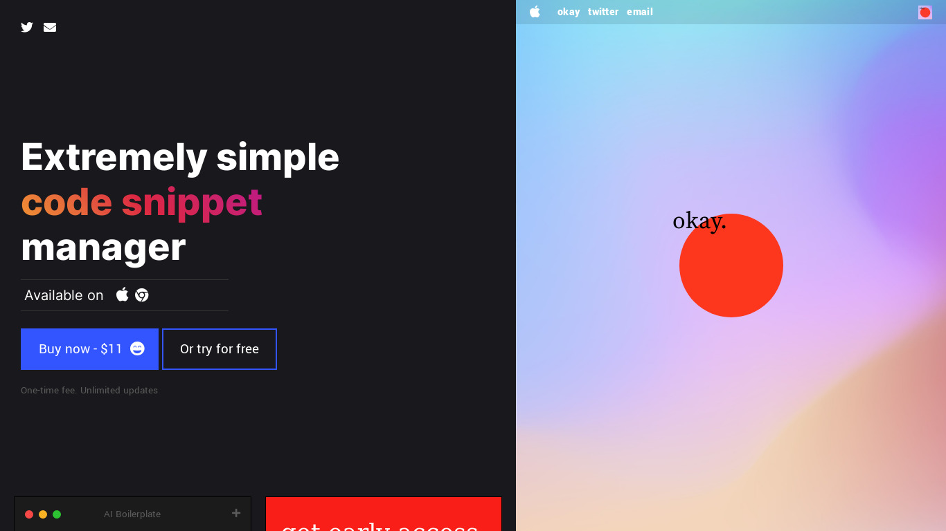 Okay Snippet Manager Landing page