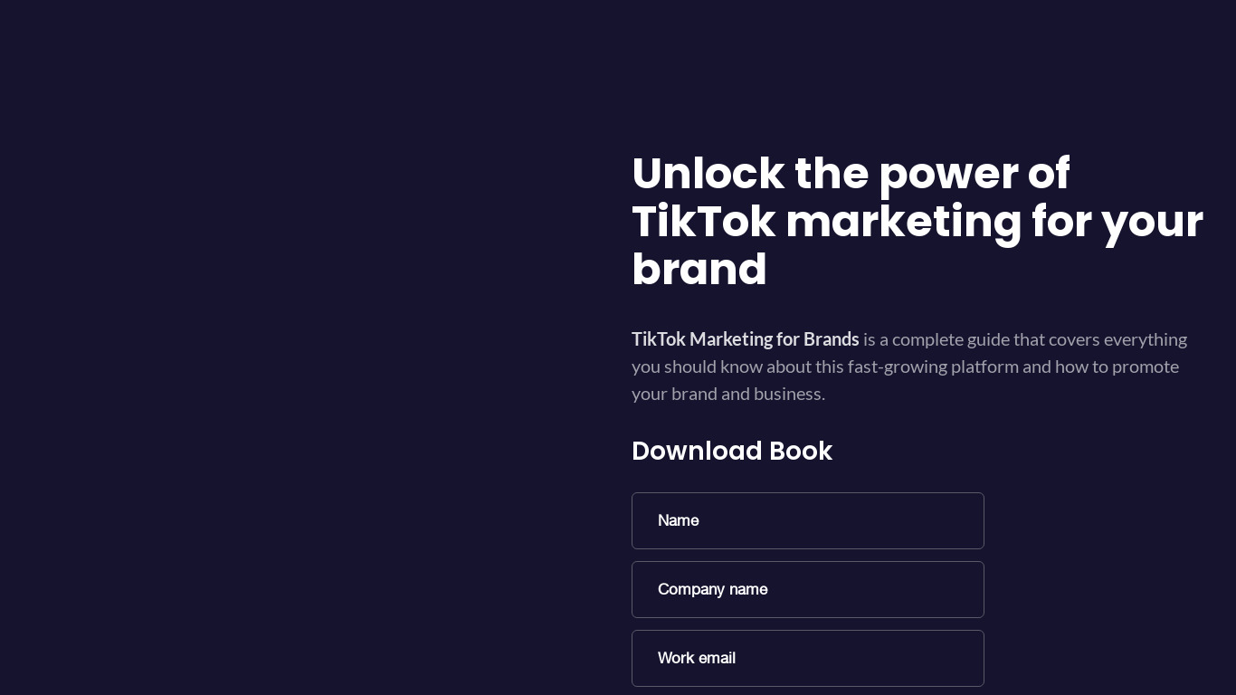 TikTok Marketing for Brands Landing page