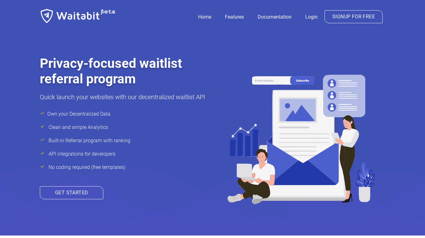 Waitabit Landing page