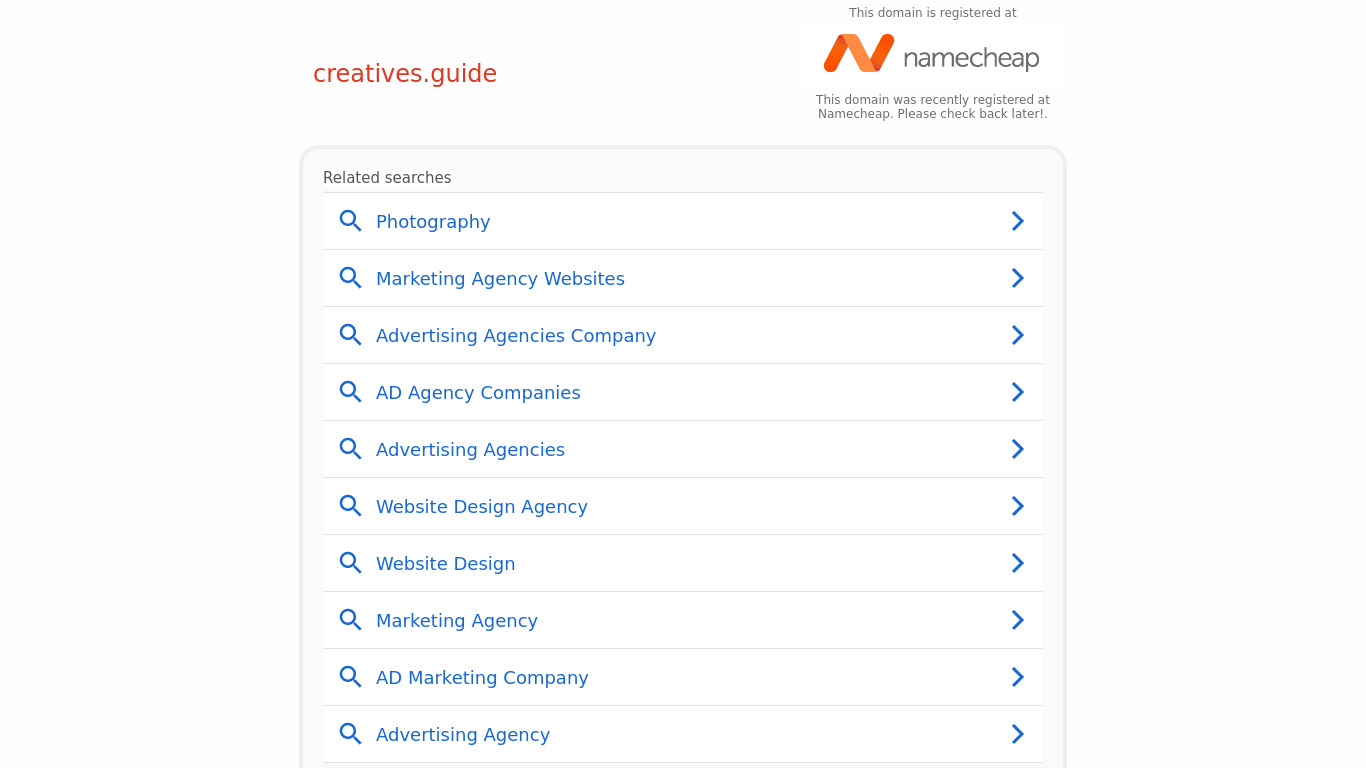 Creatives Guide Landing page