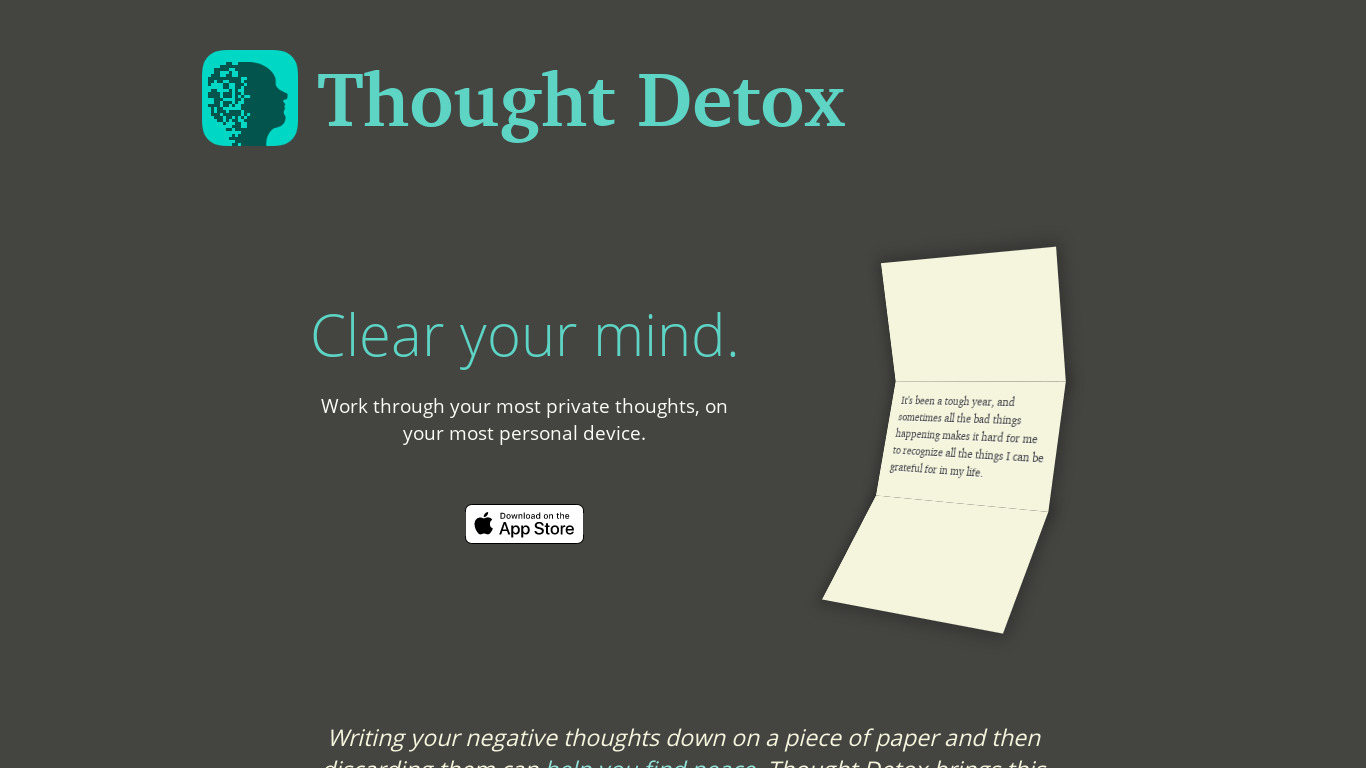 Thought Detox Landing page