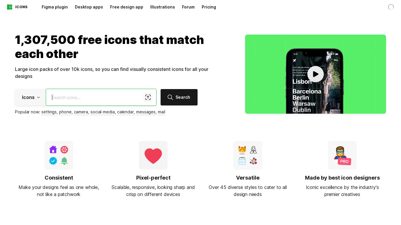 Icons8 Apps Landing page