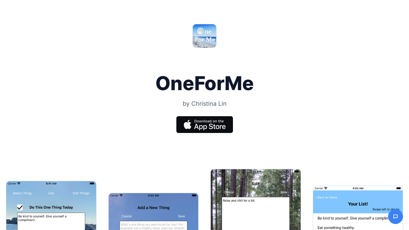 OneForMe Landing page
