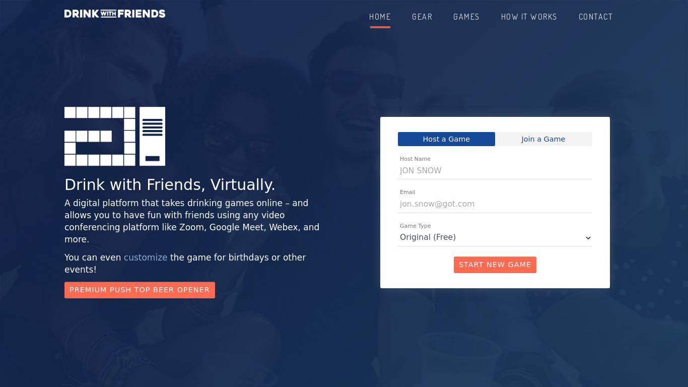 Drink With Friends Landing page