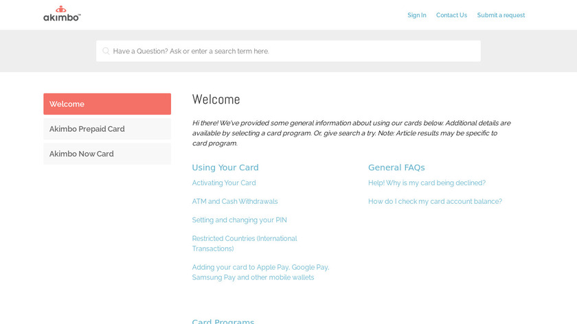 Akimbocard Landing Page