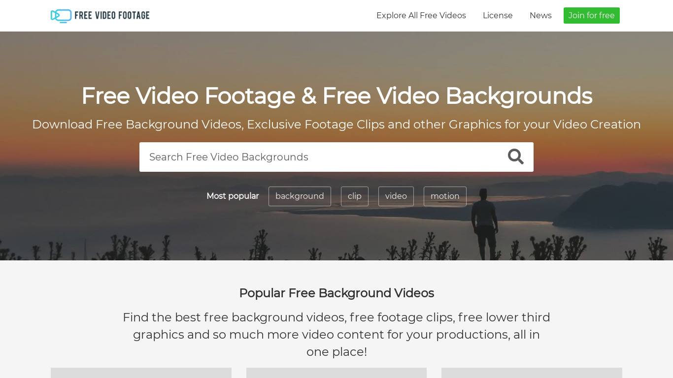 free video footage Landing page