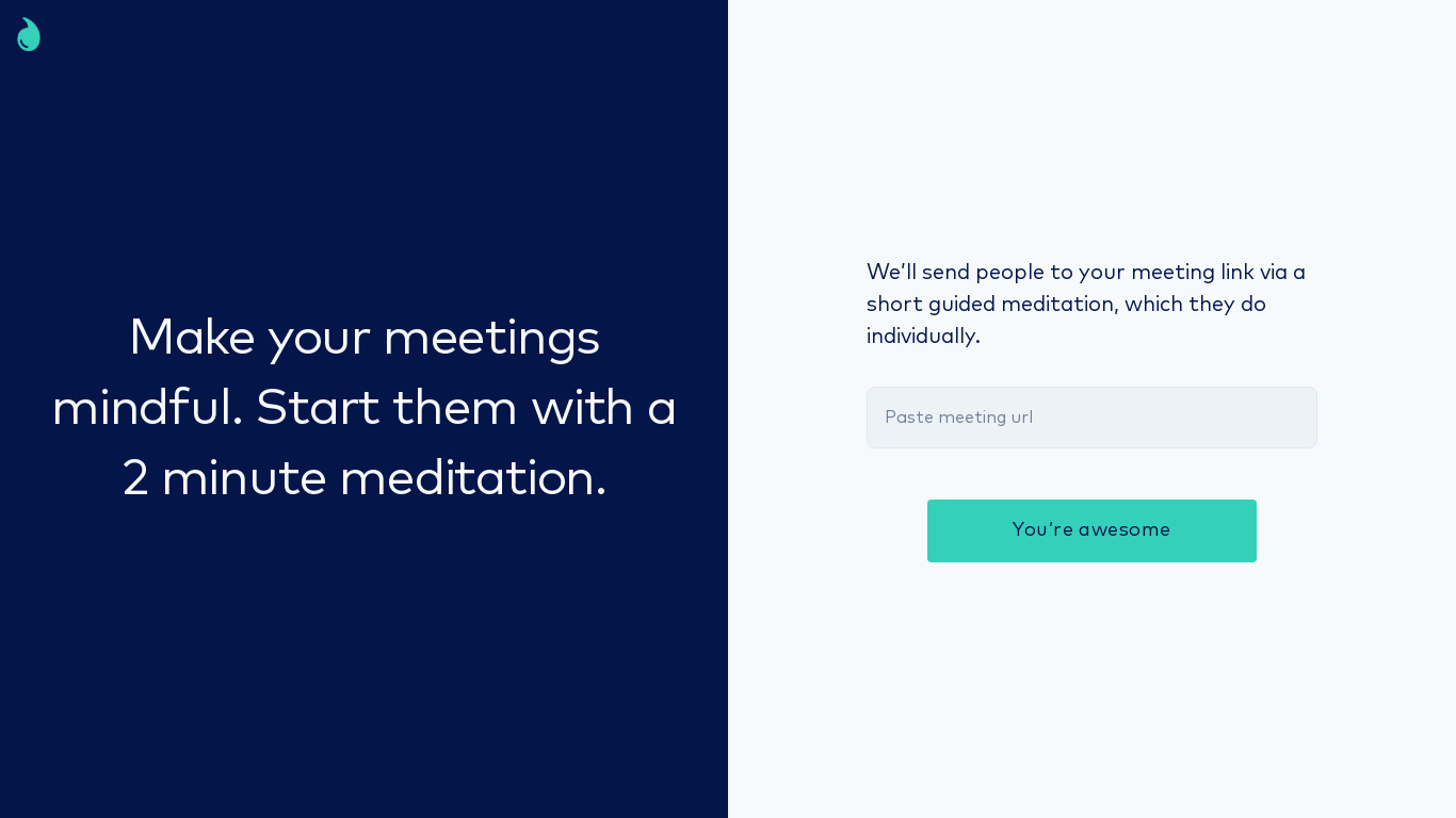 Mindful Meetings Landing page