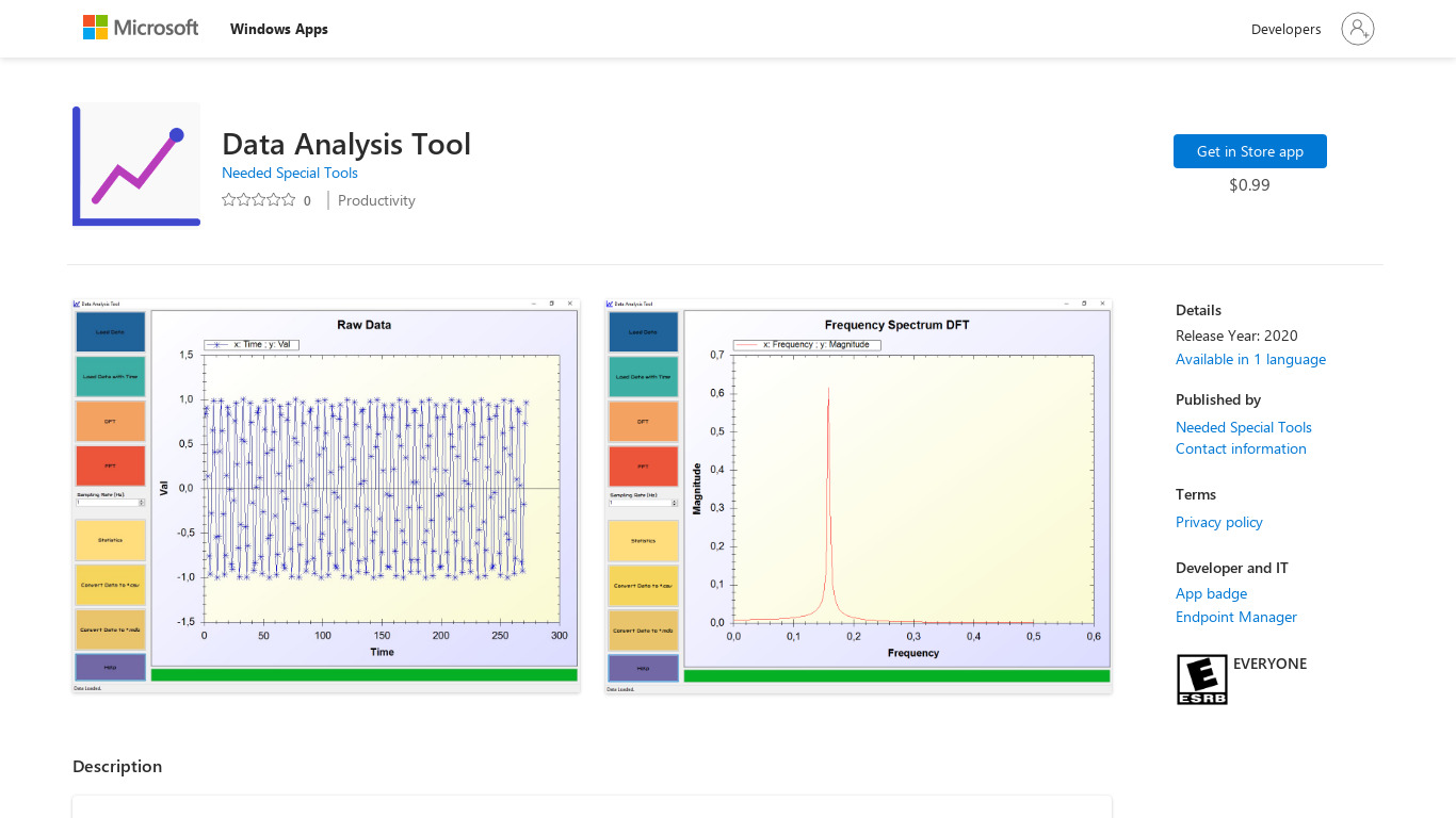 Data Analysis Tool Landing page
