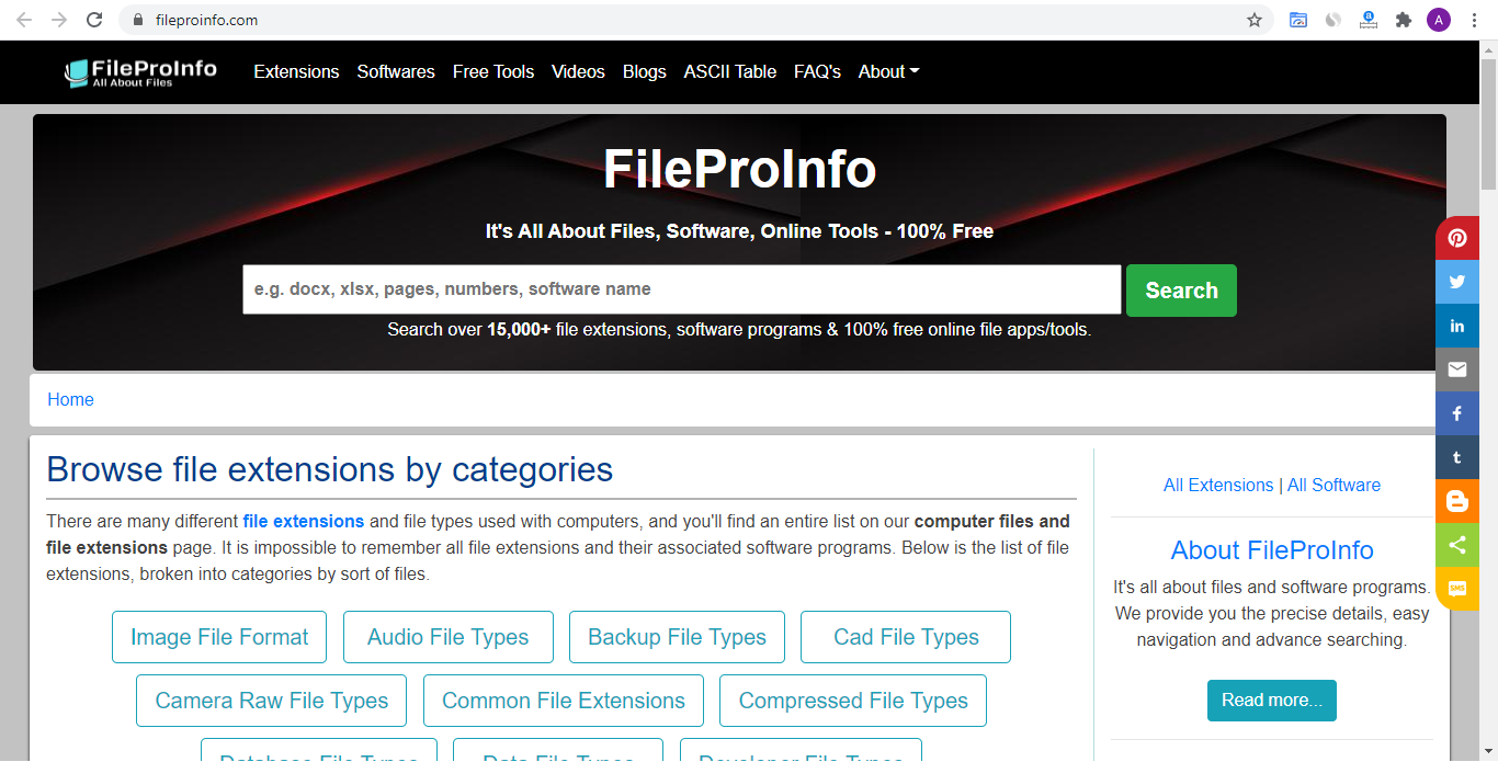 FileProInfo Landing page
