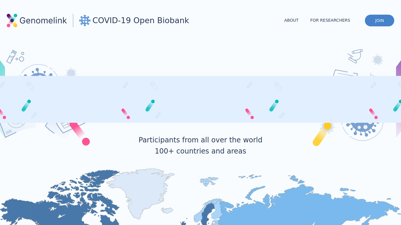 Genomelink Open Biobank Landing page