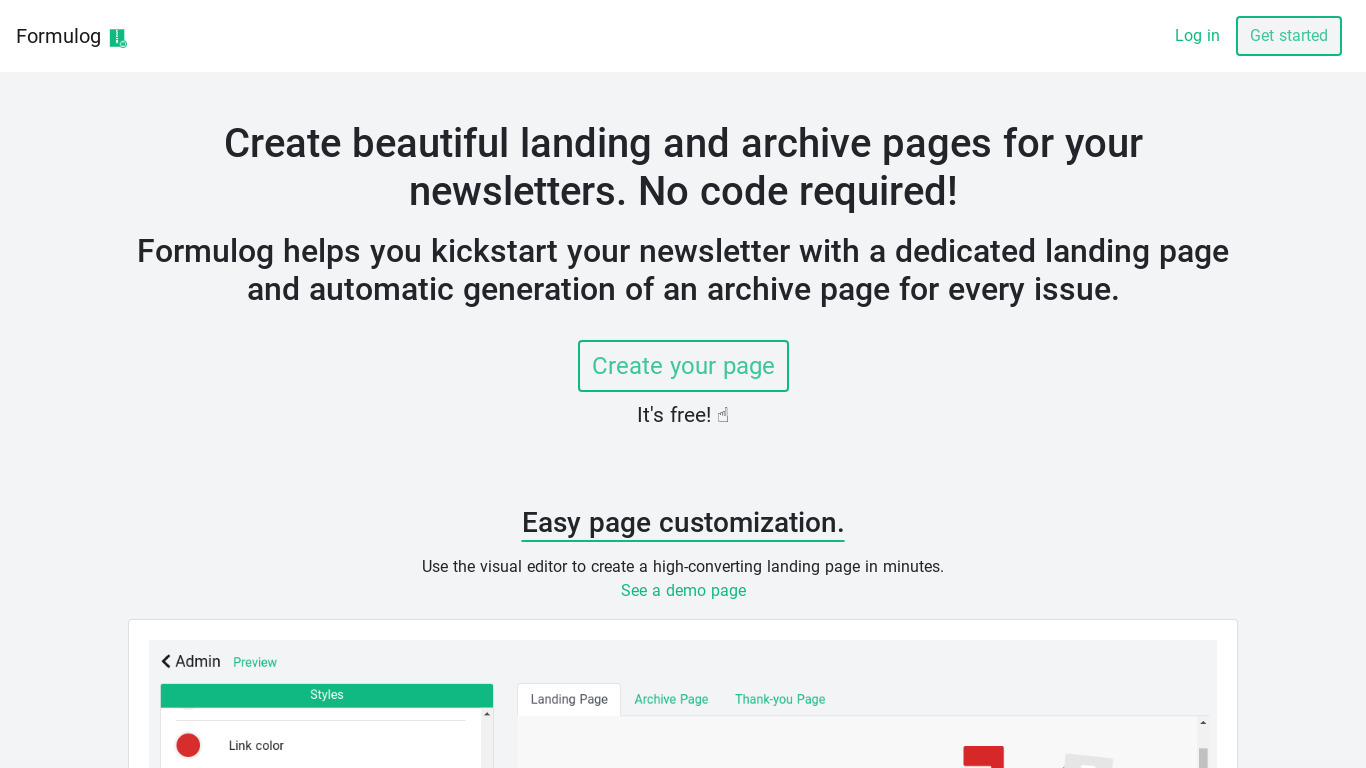 Formulog Landing page