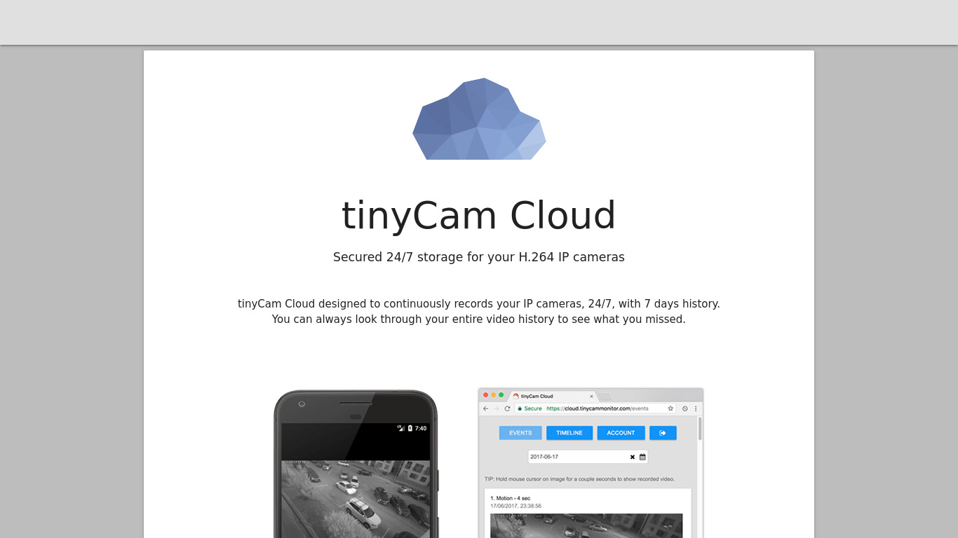 TinyCam PRO Landing page