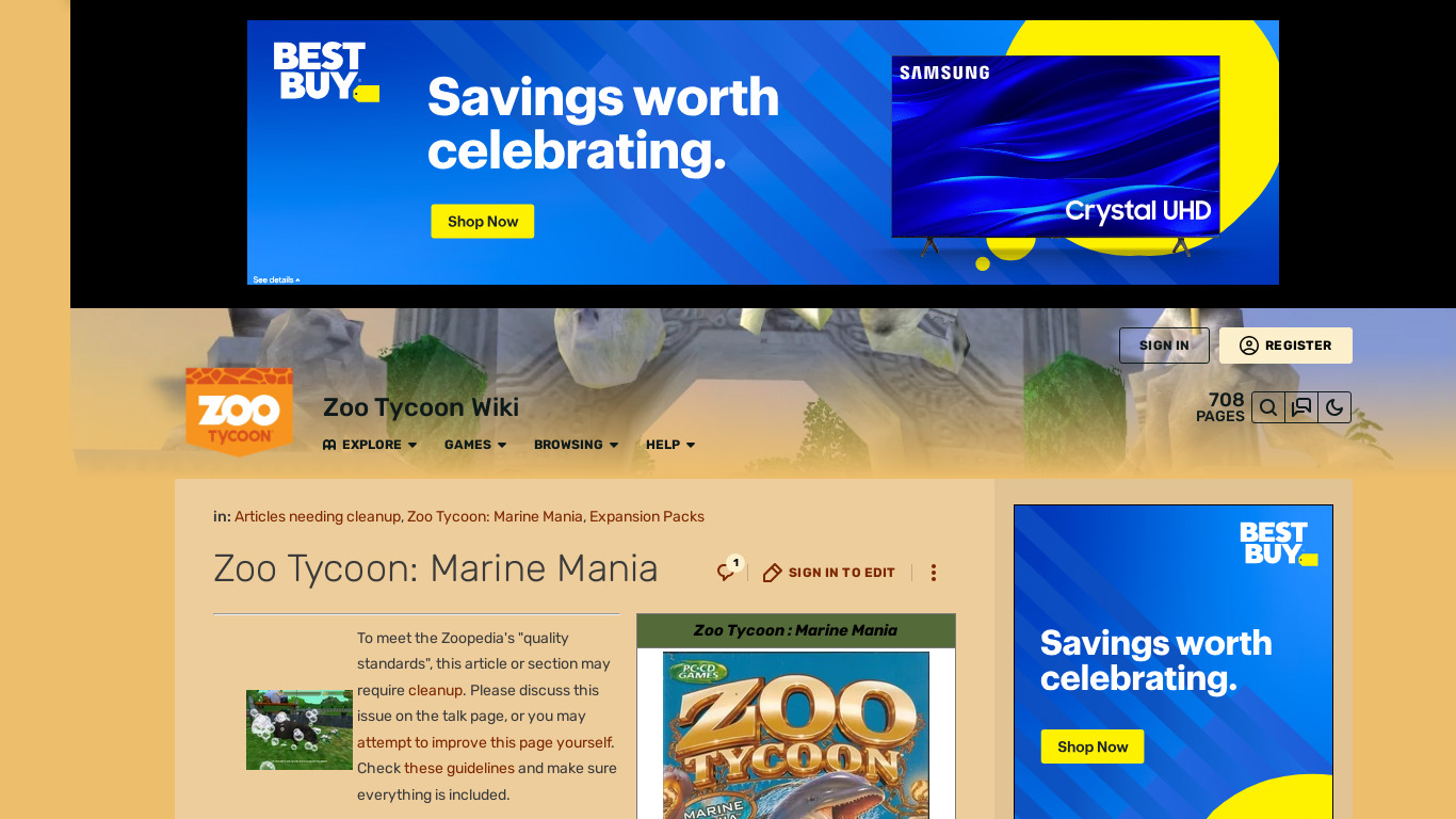 Zoo Tycoon: Marine Mania Landing page