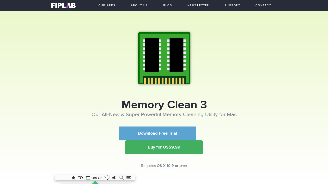 Memory Clean Landing page