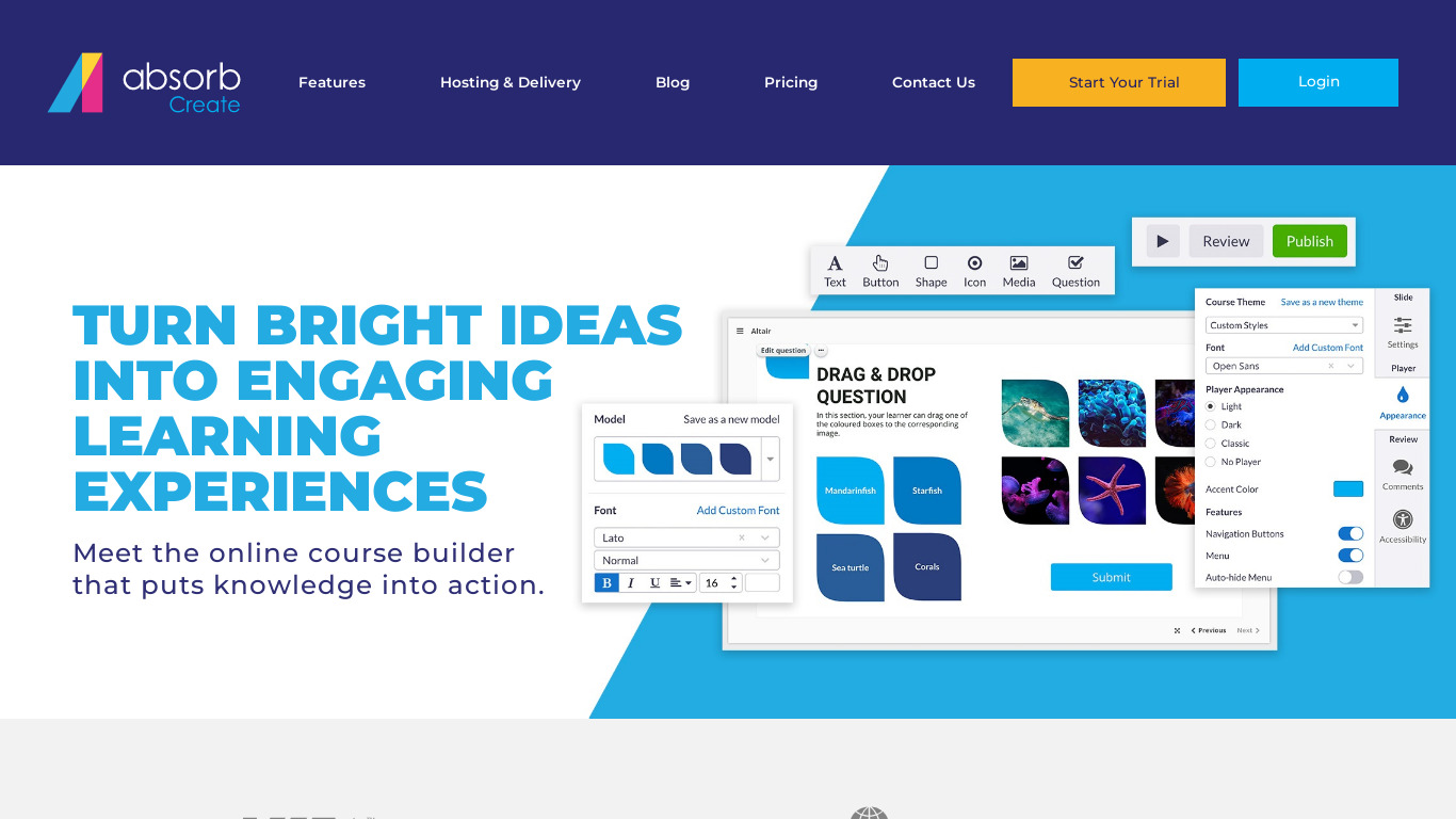 Absorb Create Landing page