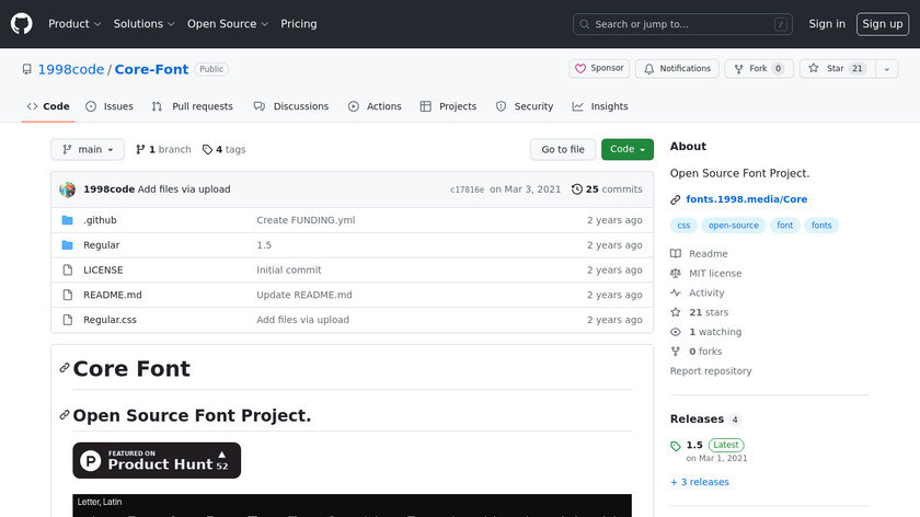 Core Font Landing Page