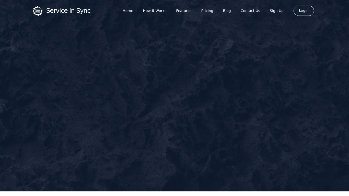 Service In Sync Landing page