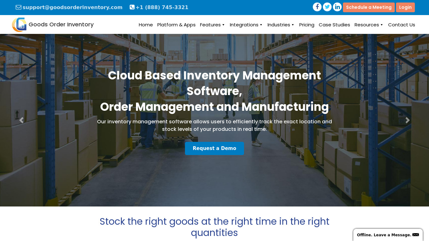 Goods Order Inventory System Pro Landing page
