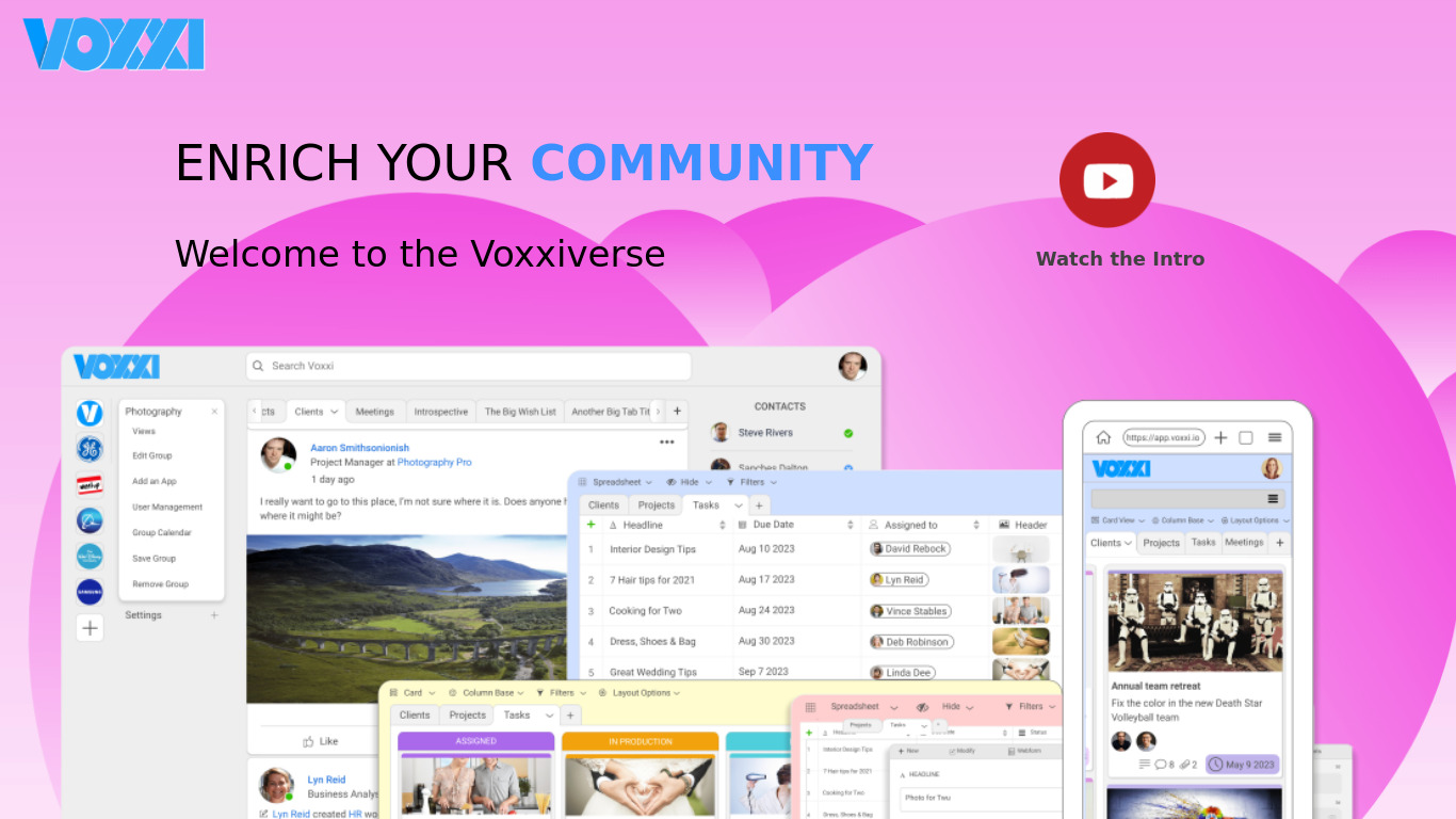 Voxxi Landing page