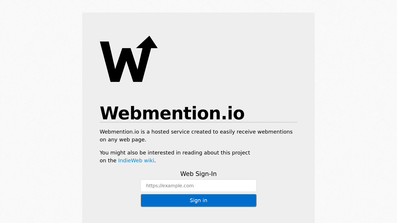 Webmention.io Landing page