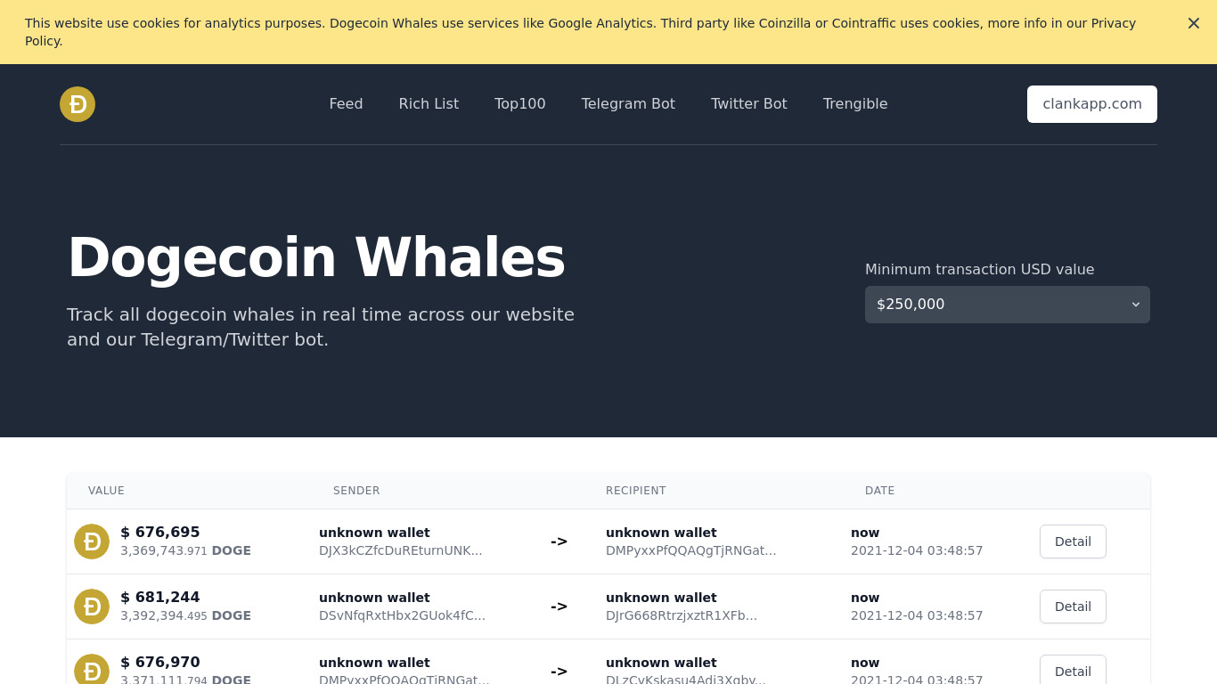 Dogecoin Whales Landing page