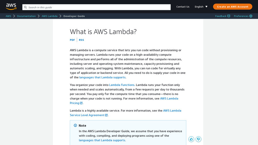 Amazon Web Services Lambda Landing Page