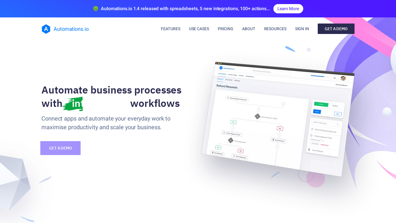 Automations.io Landing page