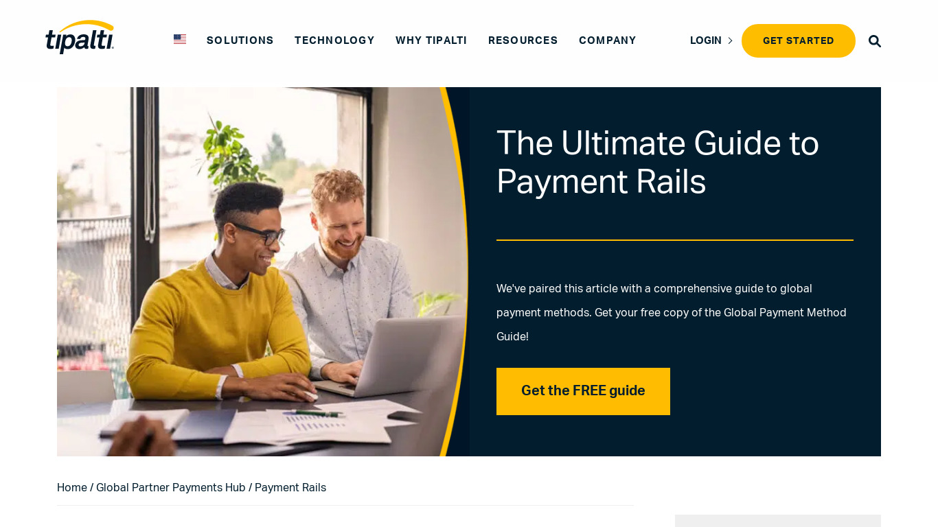 Payment Rails Landing page