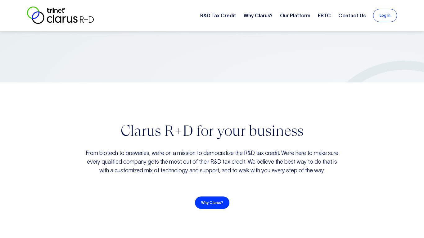 Clarus RD Landing page