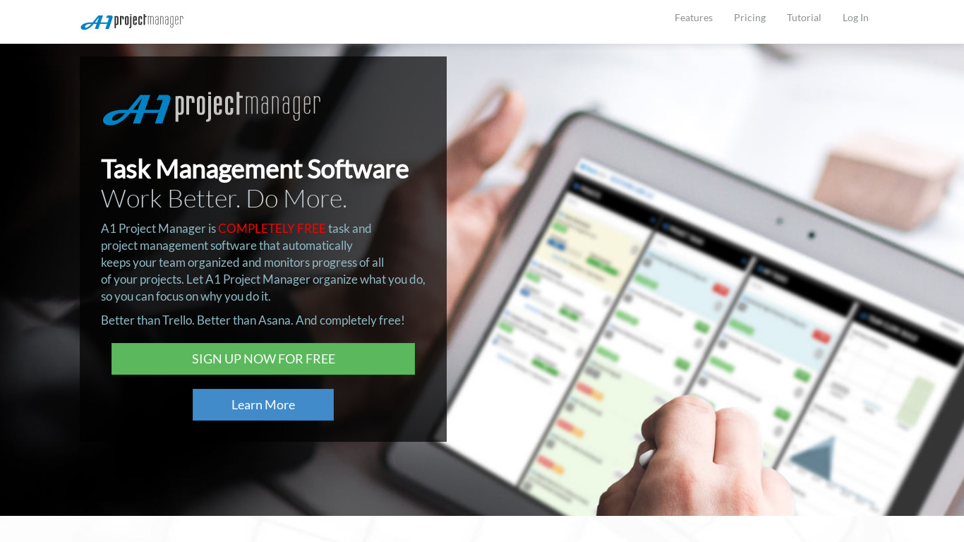 A1 Project Manager Landing page
