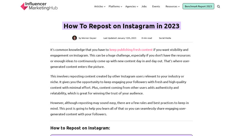 Reposty for Instagram Landing Page