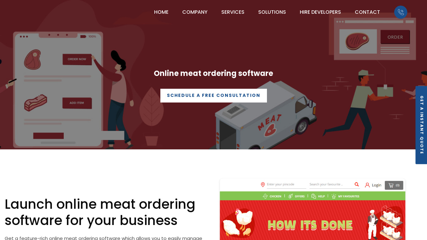 On-Demand Meat Delivery Landing page
