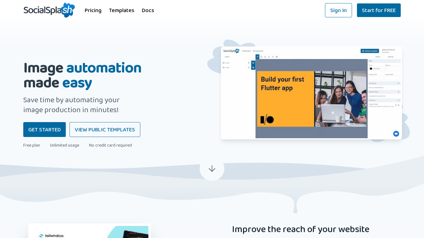 SocialSplash Landing page