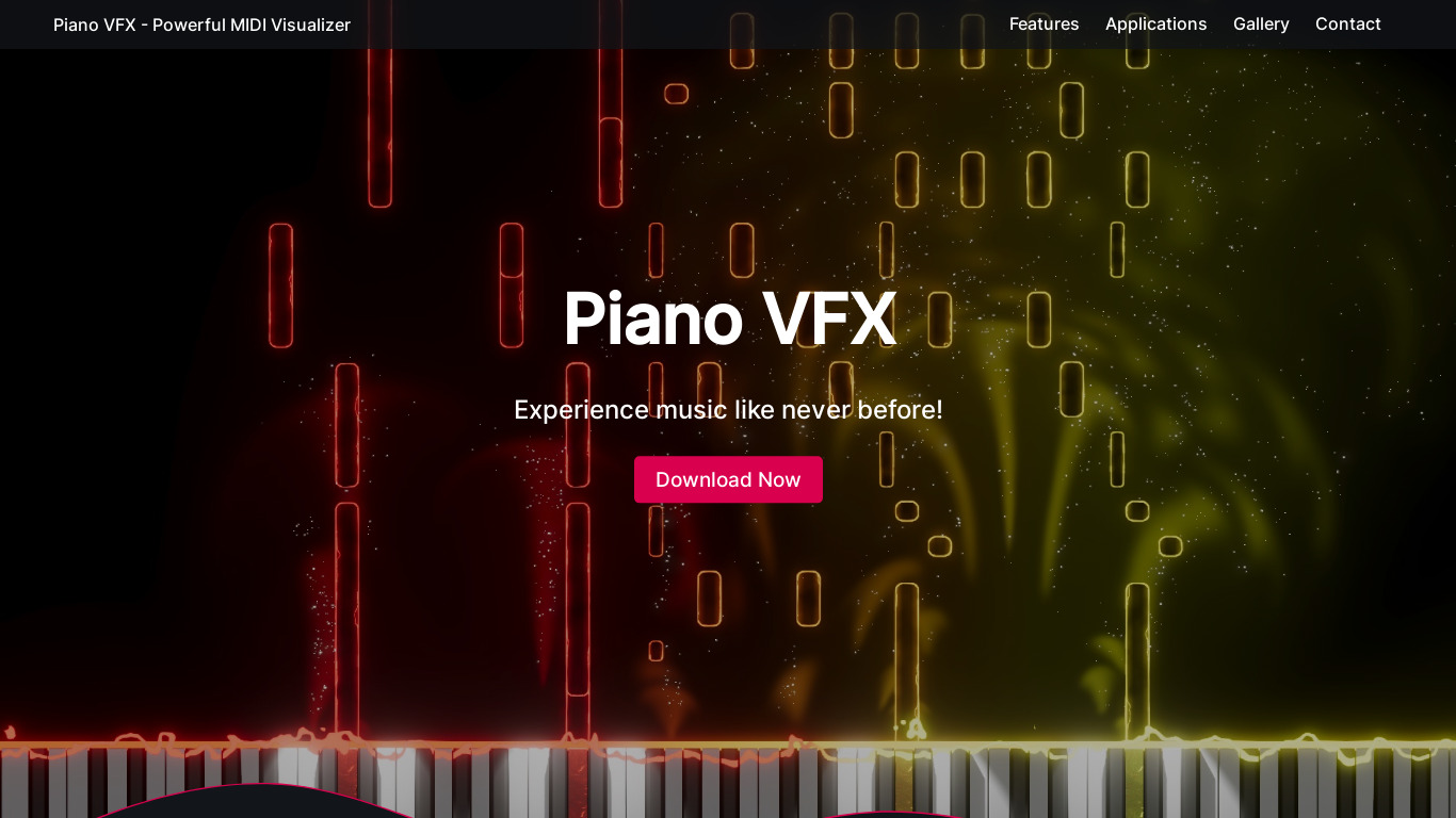 Piano VFX Landing page