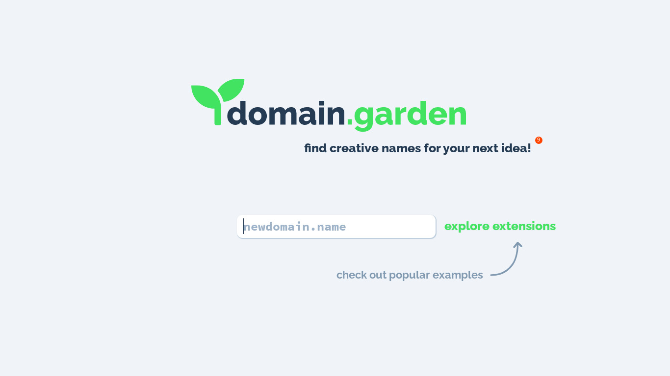 domain.garden Landing page