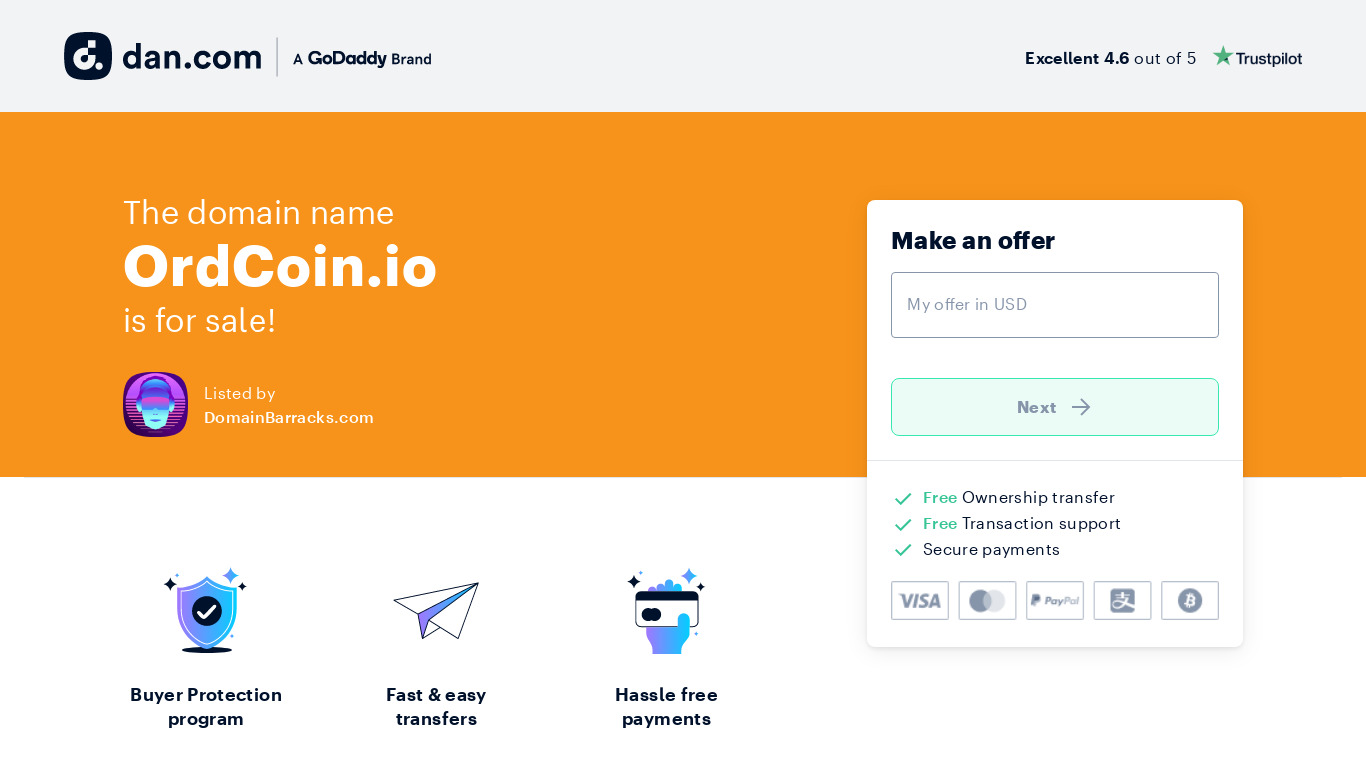 Ordcoin Landing page