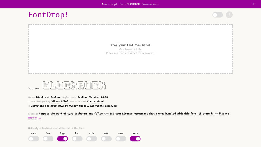 FontDrop! Landing Page